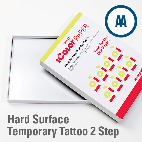 If the tattoo paper is dry, put the adhesive sheet on the tattoo paper. Be  careful,